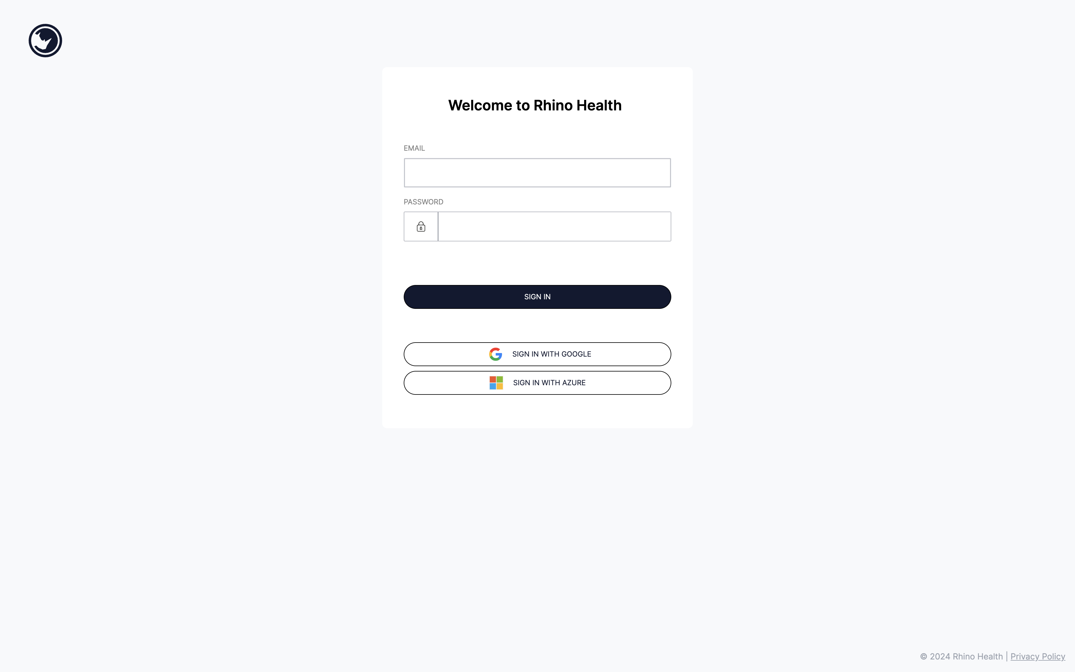 Rhino Health FCP Login Page